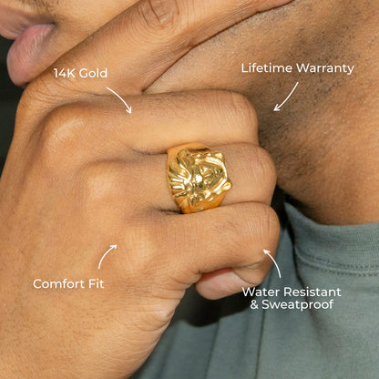 Mens Jewelry - Medusa Gold Pinky Ring | 12 Grams