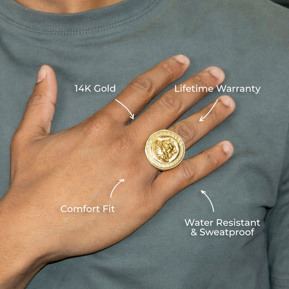 Mens Jewelry - Medusa Gold Pinky Ring | 27 Grams