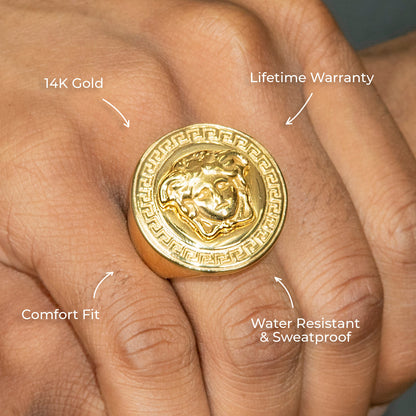 Mens Jewelry - Medusa Gold Pinky Ring | 27 Grams
