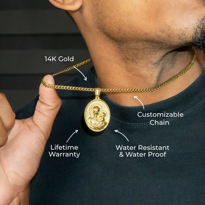 Mens Jewelry - 14K Gold Virgin Mary Necklace | Appx. 11 Grams