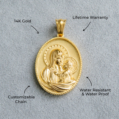 Mens Jewelry - 14K Gold Virgin Mary Necklace | Appx. 11 Grams