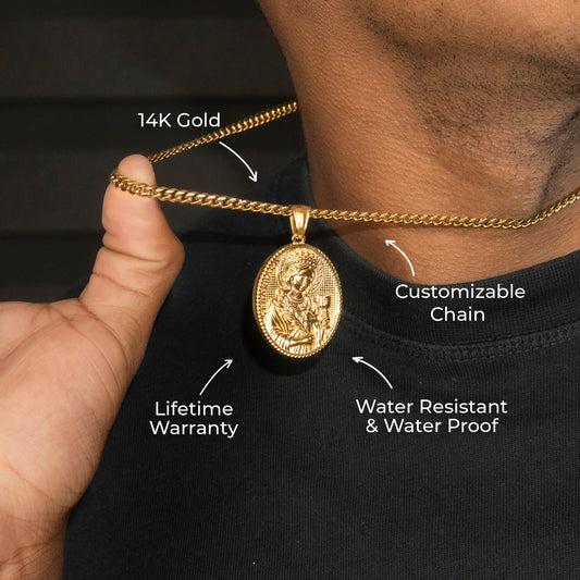 Mens Jewelry - 14K Gold Virgin Mary Necklace | Appx. 11 Grams