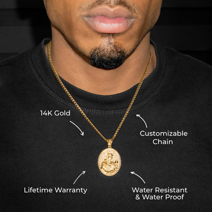 Mens Jewelry - 14K Gold Virgin Mary Necklace | Appx. 11 Grams