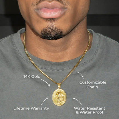 Mens Jewelry - 14K Gold Jesus Necklace | Appx. 11 Grams