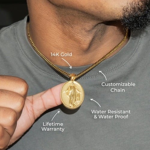 Mens Jewelry - 14K Gold Jesus Necklace | Appx. 11 Grams