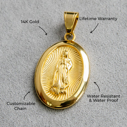 Mens Jewelry - 14K Gold Virgin Mary Necklace | Appx. 16 Grams