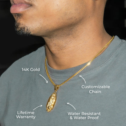 Mens Jewelry - 14K Gold Virgin Mary Necklace | Appx. 8.5 Grams