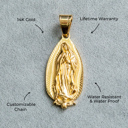 Mens Jewelry - 14K Gold Virgin Mary Necklace | Appx. 8.5 Grams
