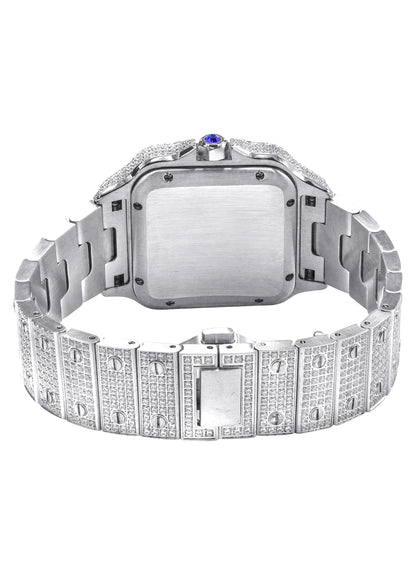 Mens Watch - Iced Out VVS Square Roman Dial Gold | Stainless Steel Bust Down Watch