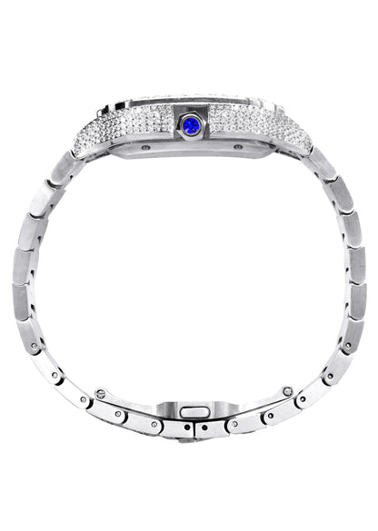 Mens Watch - Iced Out VVS Square Roman Dial Gold | Stainless Steel Bust Down Watch