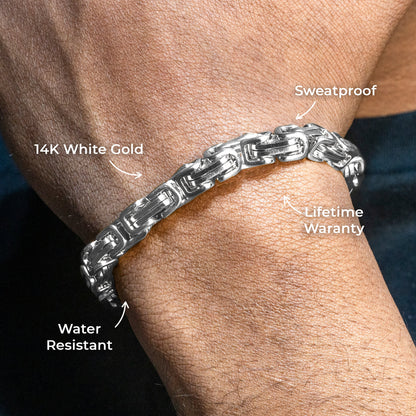 Gold Jewelry -  14K White Gold Byzantine Bracelet