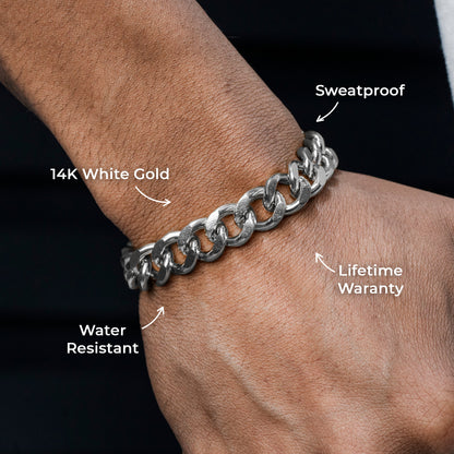 Gold Jewelry -  14K White Gold Cuban Curb Bracelet