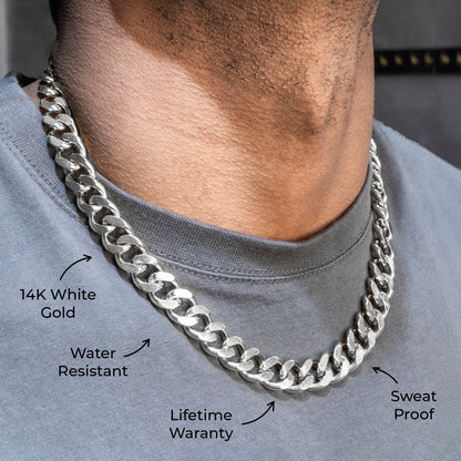 Gold Jewelry -  Mens 14K White Gold Cuban Curb Chain