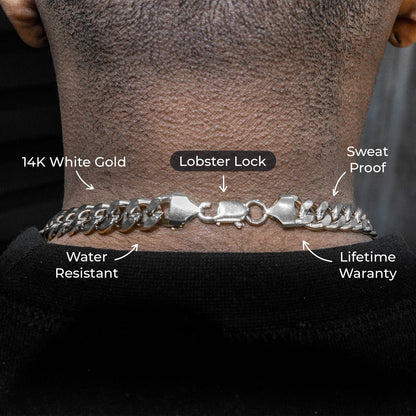 Gold Jewelry -  Mens 14K White Gold Cuban Curb Chain