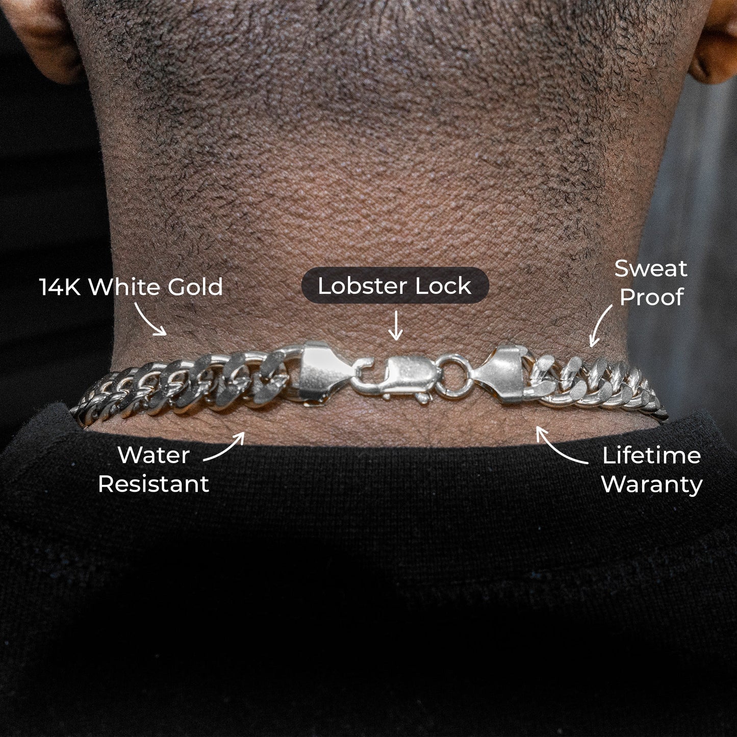 Gold Jewelry -  Mens 14K White Gold Cuban Curb Chain