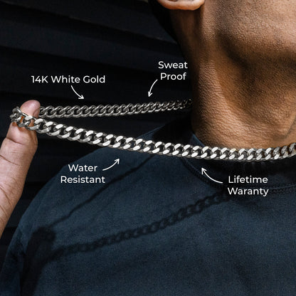 Gold Jewelry -  Mens 14K White Gold Cuban Curb Chain