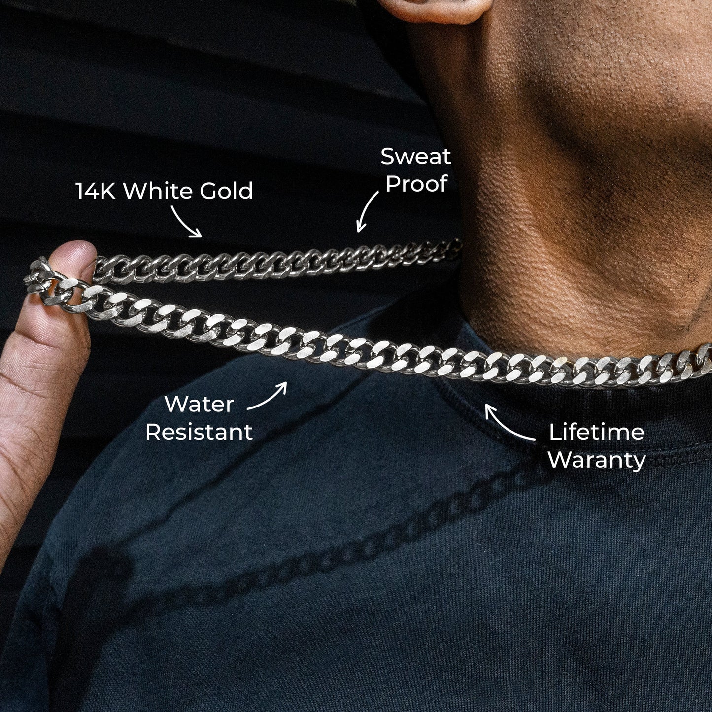 Gold Jewelry -  Mens 14K White Gold Cuban Curb Chain