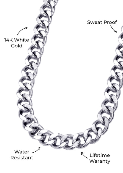 Gold Jewelry -  Mens 14K White Gold Cuban Curb Chain