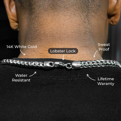 Gold Jewelry -  Mens 14K White Gold Solid Franco Chain