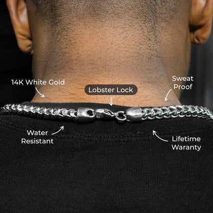 Gold Jewelry -  Mens 14K White Gold Solid Franco Chain