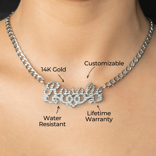 Women Jewelry - White Gold Name Necklace | Style # N41