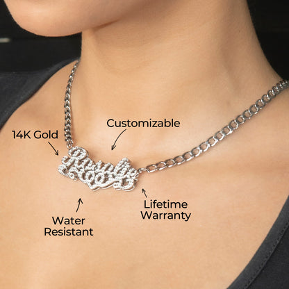 Women Jewelry - White Gold Name Necklace | Style # N41