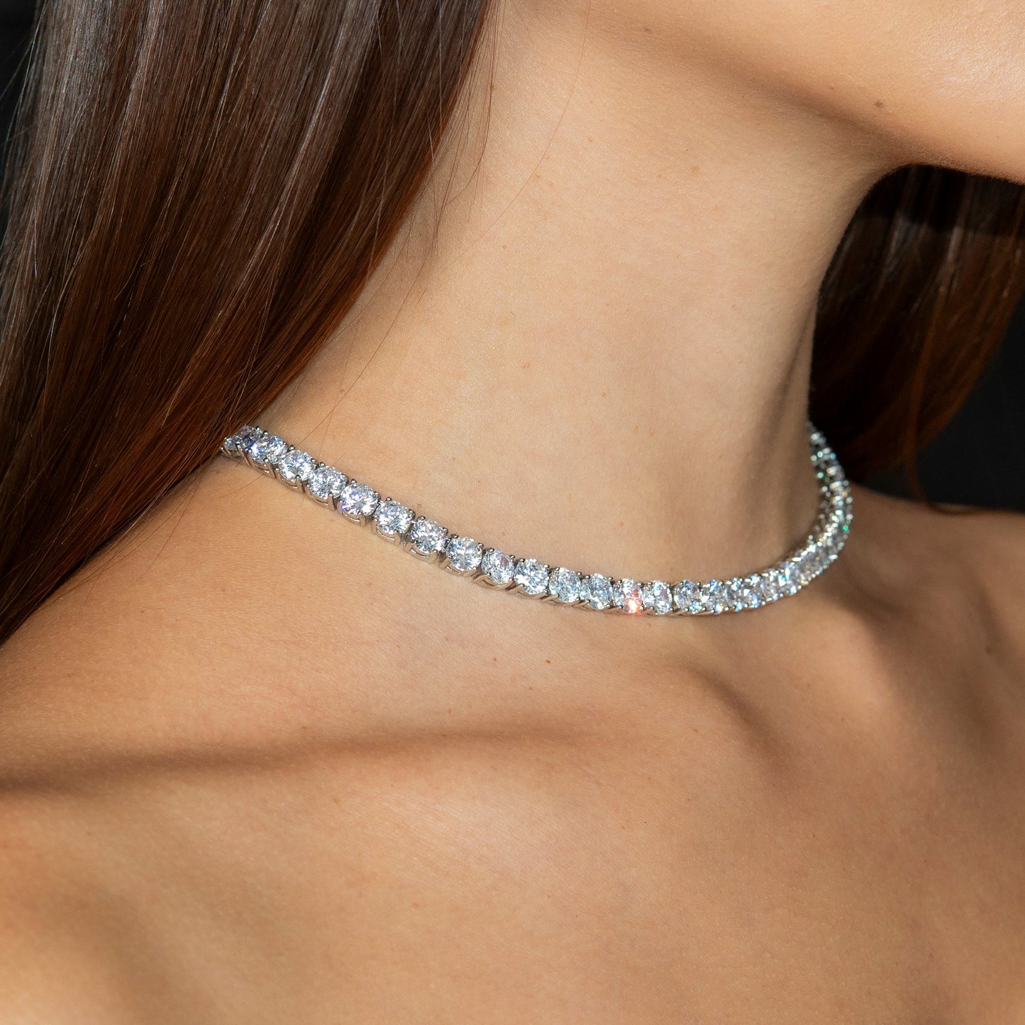 Gold Jewelry - Womens 14K White Gold Iced Out VVS Tennis Chain