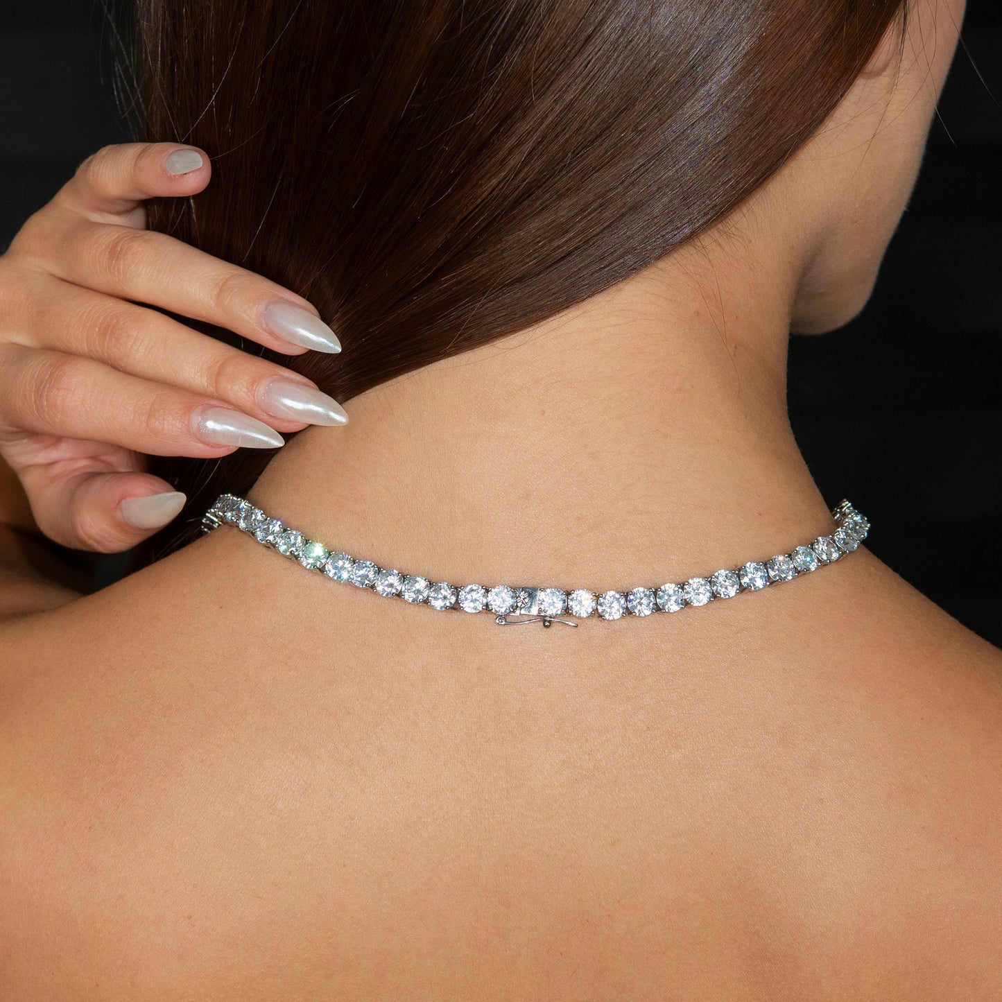 Gold Jewelry - Womens 14K White Gold Iced Out VVS Tennis Chain