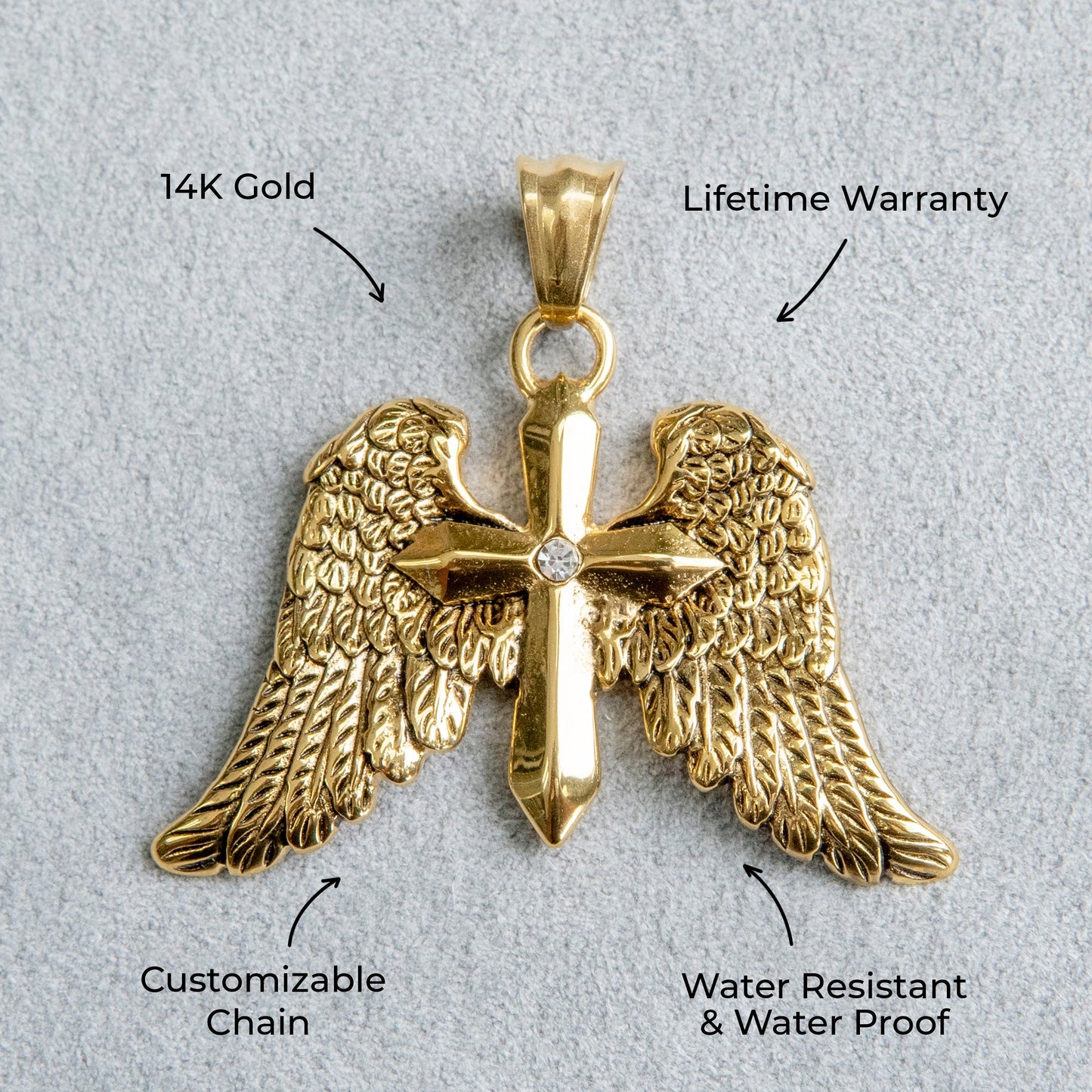 Mens Jewelry - 14K Gold Wings Necklace | Appx. 13 Grams