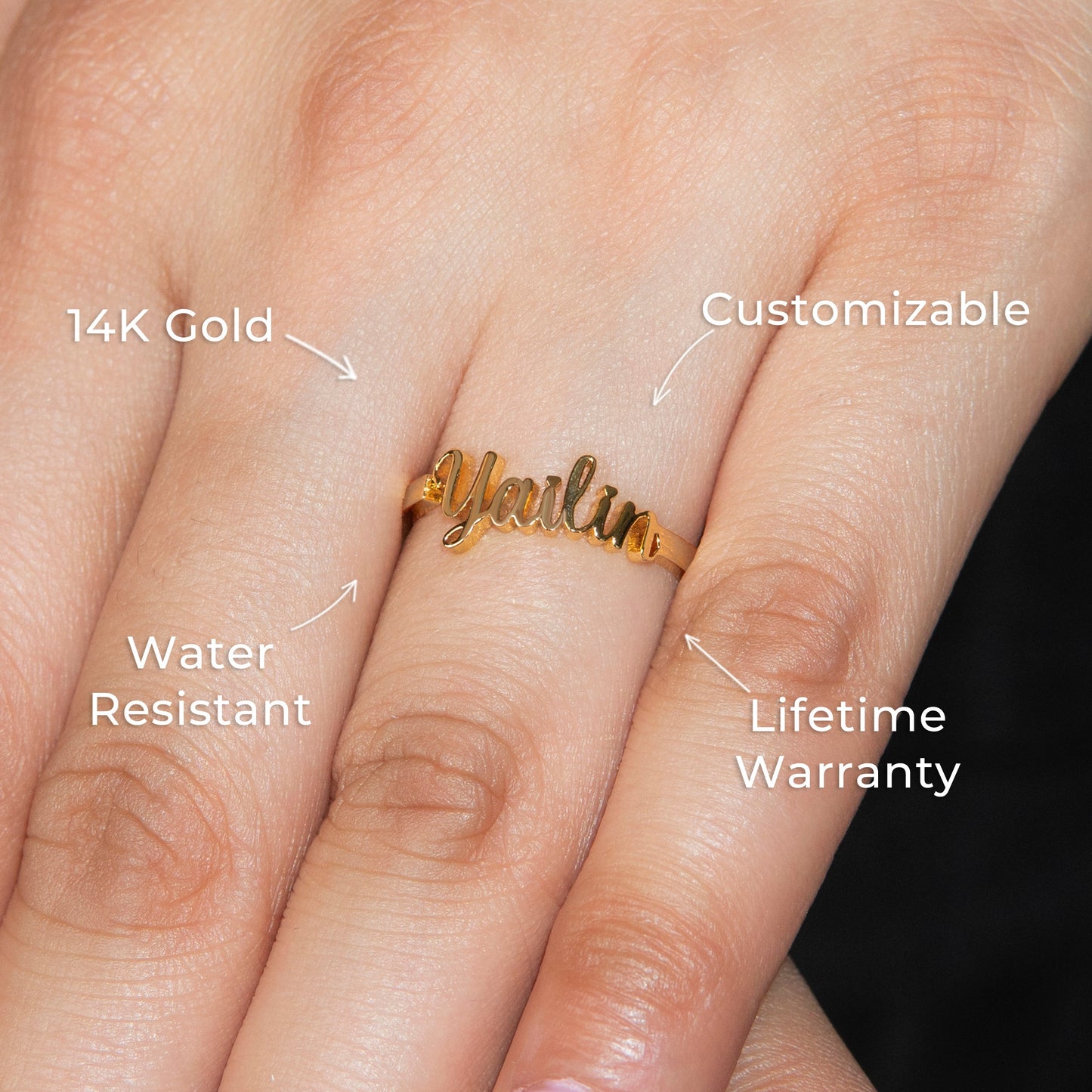 Women Jewelry - Gold Name Ring | Style # R32