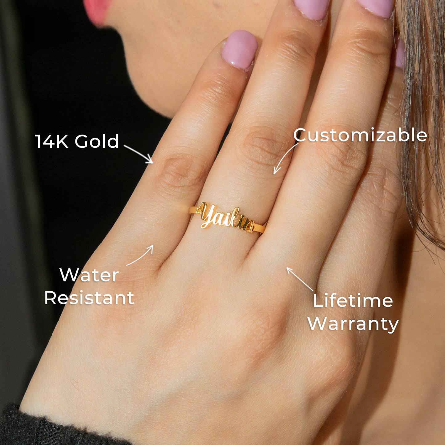 Women Jewelry - Gold Name Ring | Style # R32