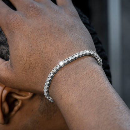 Gold Jewelry -  Mens 14K White Gold Iced Out VVS Tennis Bracelet