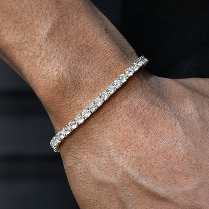 Gold Jewelry -  Mens 14K White Gold Iced Out VVS Tennis Bracelet