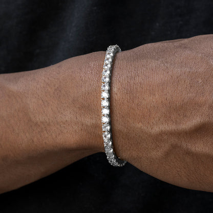 Gold Jewelry -  Mens 14K White Gold Iced Out VVS Tennis Bracelet