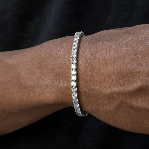 Gold Jewelry -  Mens 14K White Gold Iced Out VVS Tennis Bracelet