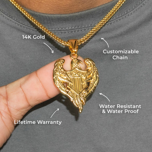 Mens Jewelry - 14K Gold American Eagle Necklace | Appx. 11 Grams