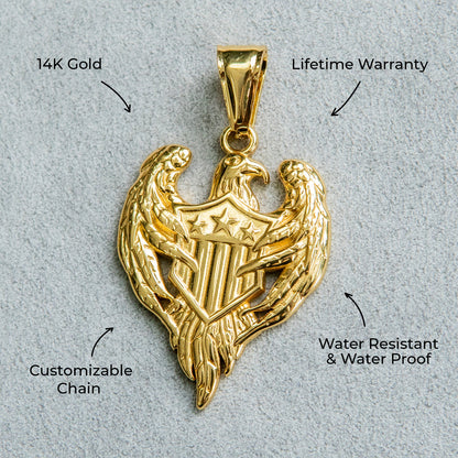 Mens Jewelry - 14K Gold American Eagle Necklace | Appx. 11 Grams