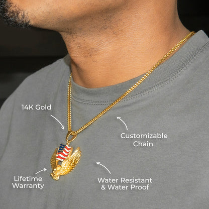 Mens Jewelry - 14K Gold American Eagle Necklace | Appx. 20 Grams