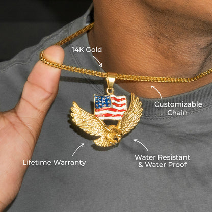 Mens Jewelry - 14K Gold American Eagle Necklace | Appx. 20 Grams