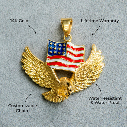 Mens Jewelry - 14K Gold American Eagle Necklace | Appx. 20 Grams