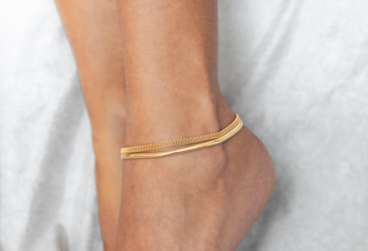 18k Gold Plated Statement Mesh Anklet