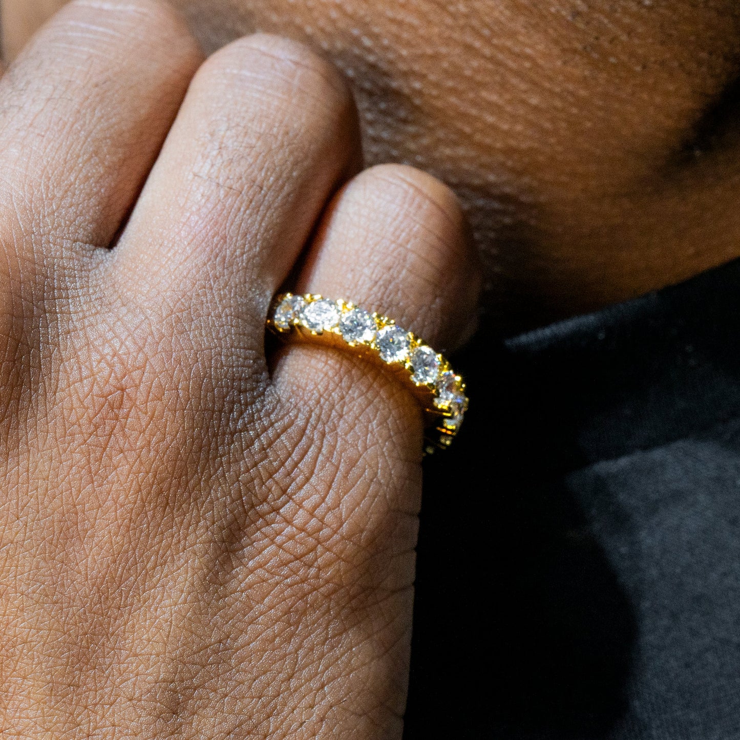 Mens Jewelry - 14K Gold Iced Out VVS Eternity Ring | 6.3 Grams