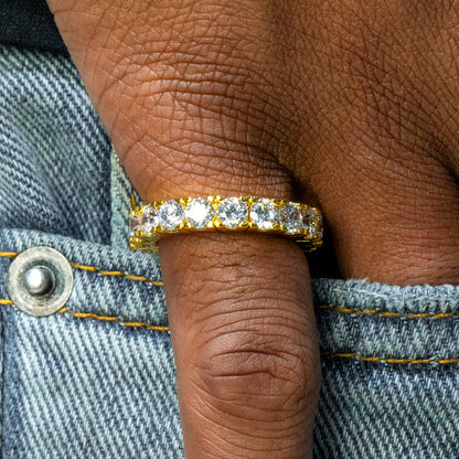 Mens Jewelry - 14K Gold Iced Out VVS Eternity Ring | 6.3 Grams