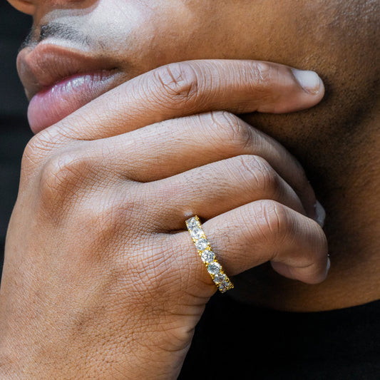 Mens Jewelry - 14K Gold Iced Out VVS Eternity Ring | 6.3 Grams