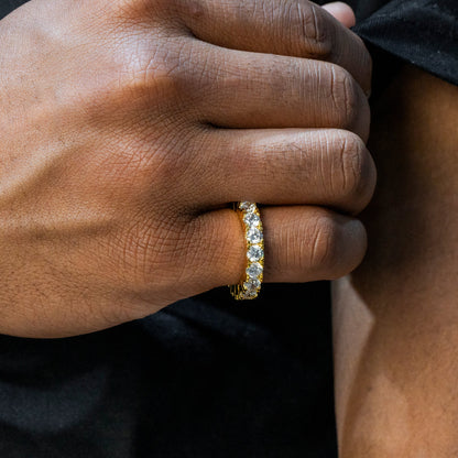 Mens Jewelry - 14K Gold Iced Out VVS Eternity Ring | 6.3 Grams