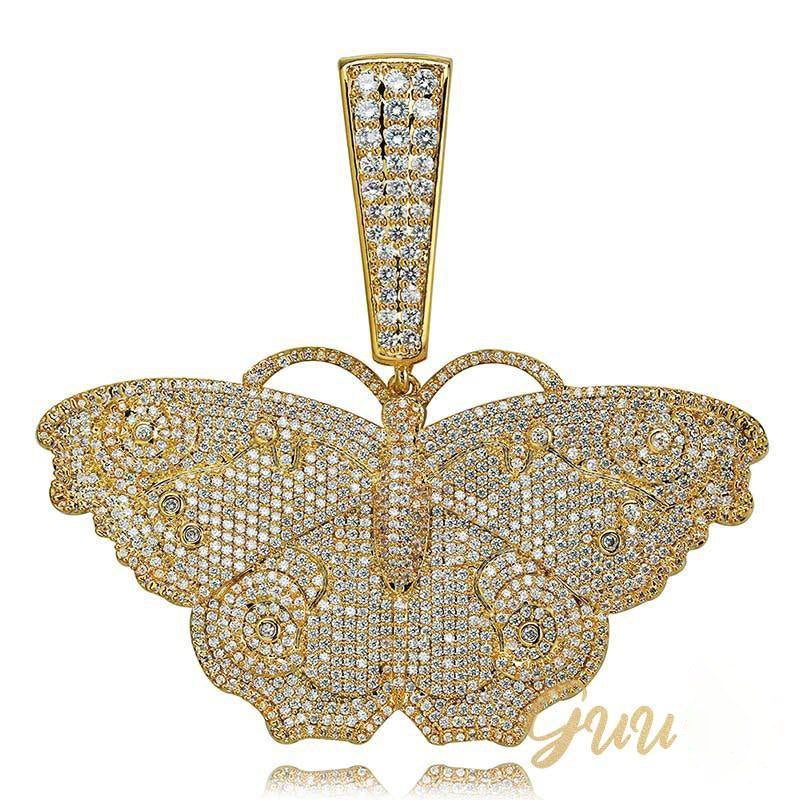 18K Gold-Plated Micro Inlay  AAA CZ Butterfly Pendant