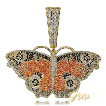 18K Gold-Plated Micro Inlay  AAA CZ Butterfly Pendant