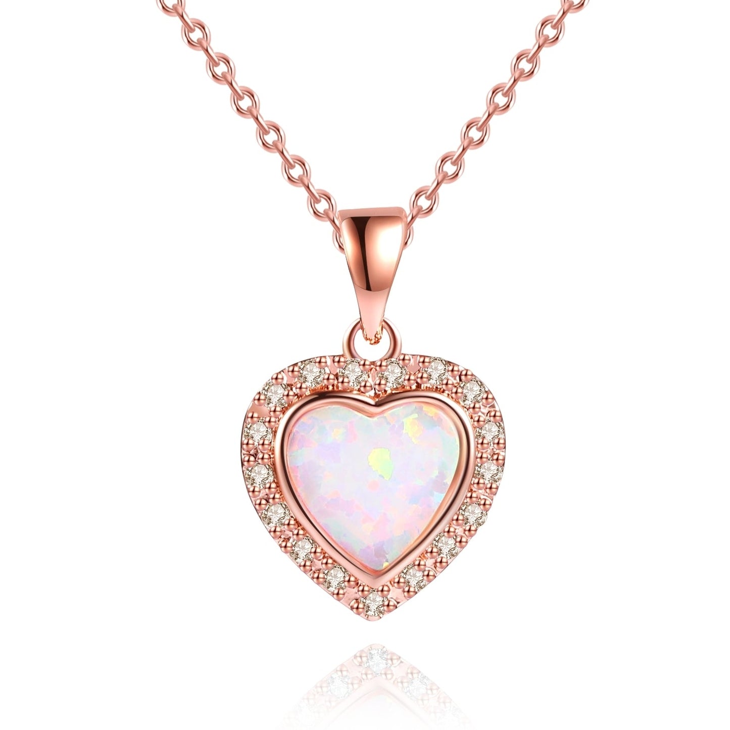 18K Rose Gold Plated Crystal Heart Necklace