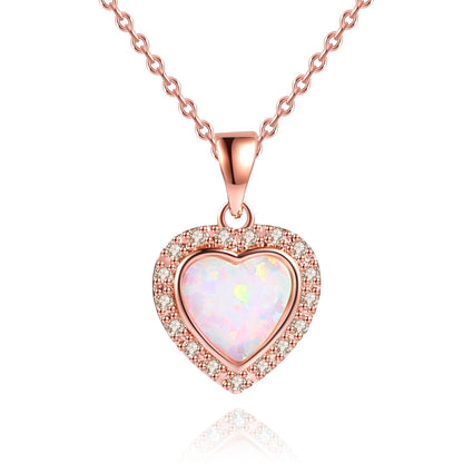 18K Rose Gold Plated Crystal Heart Necklace