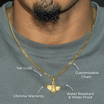 Mens Jewelry - 14K Gold Angel Necklace | Appx. 2.6 Grams